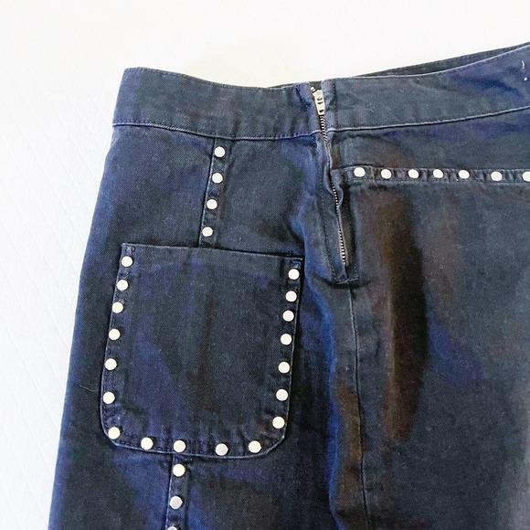 Zara Black Mini Skirt Pockets Studded Details SZ S NWT - Picture 2 of 8